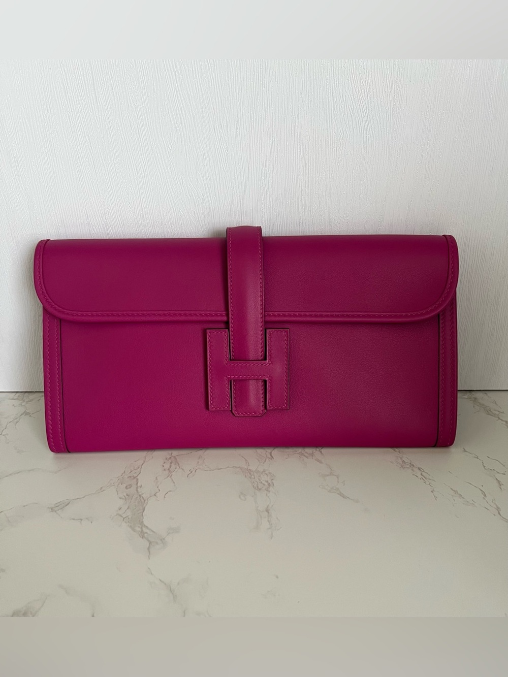 Hermes Jige Elan 29 Clutch In Rose Pourpre Swift Leather - Picture 4 of 14